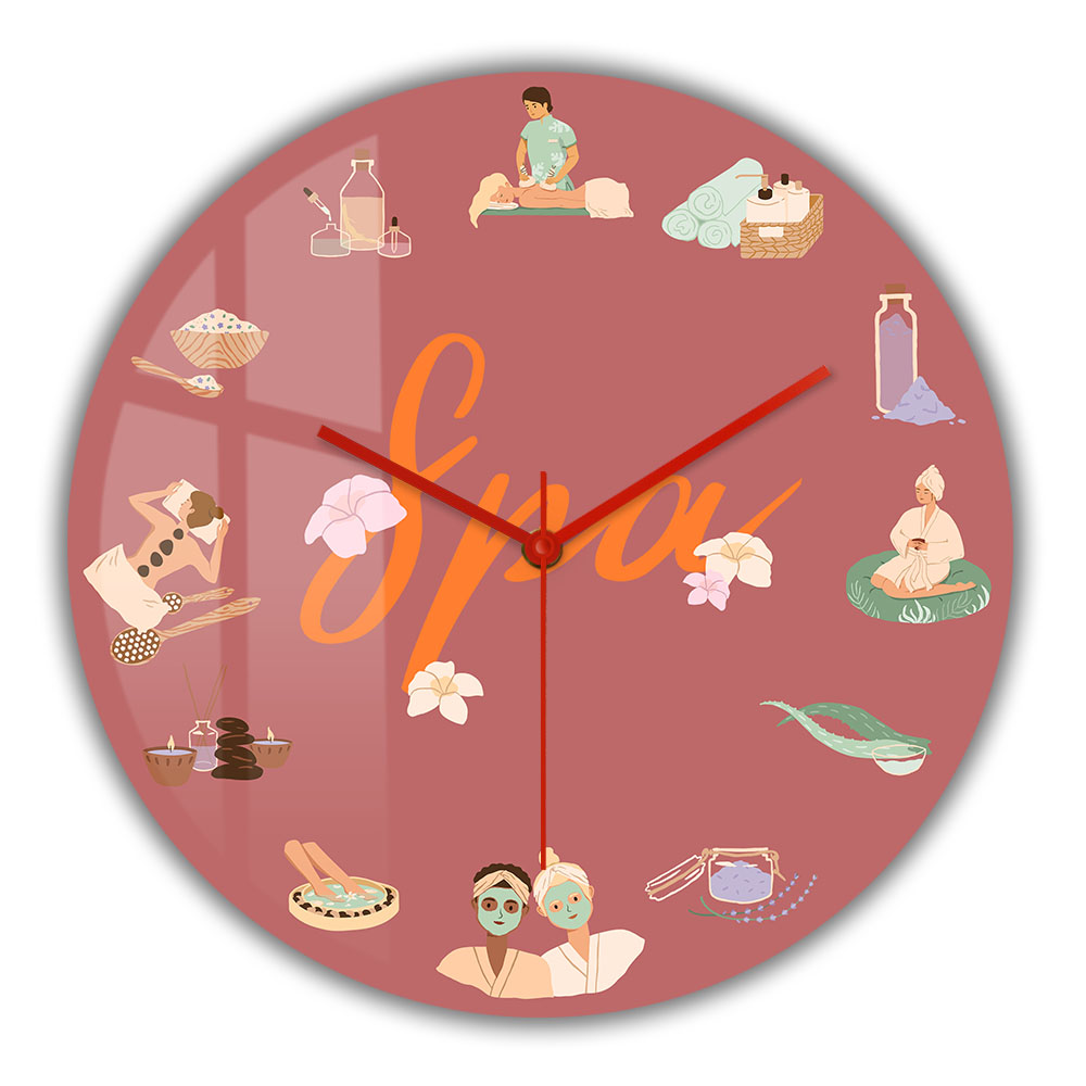 Spa Wellness Beauty - Horloge murale silencieuse à quartz pour